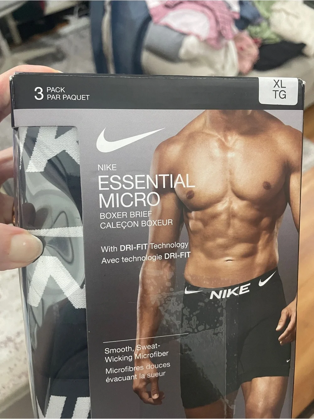 Nike Essential Micro Boxer Briefs - Black with White Logo (3 Pack)